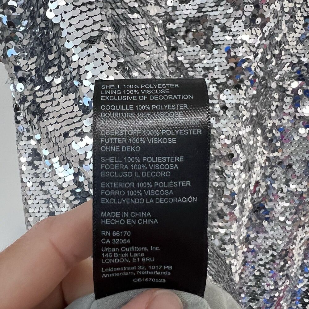 Anthropologie Maeve One-Shoulder Silver Sequin Maxi Dress XL Glam Party Cocktail - Picture 11 of 11